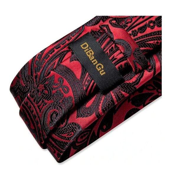 Silk Paisley Tie, Pocket Square And Cufflinks - Picture 3 of 8